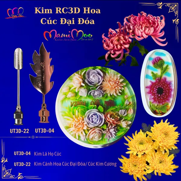 Kim RC3D hoa cúc đại đóa trang trí bánh kem rau câu - UT3D-22-04