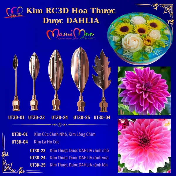 Kim RC3D hoa thược dược DAHLIA trang trí bánh kem rau câu-0123-24-25-04