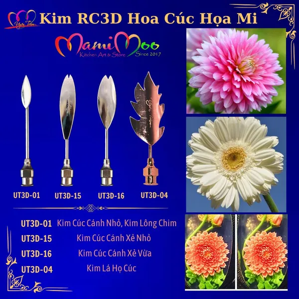 Kim RC3D hoa cúc họa mi trang trí bánh kem rau câu-UT3D-01-15-16-04