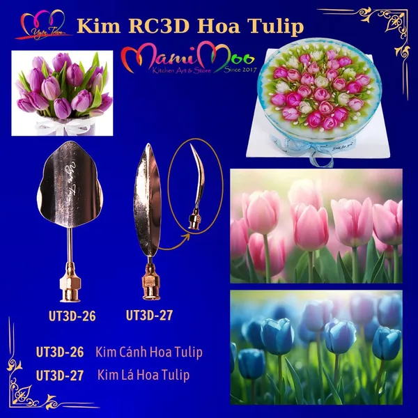Kim RC3D hoa tulip trang trí bánh kem rau câu -UT3D-26-27