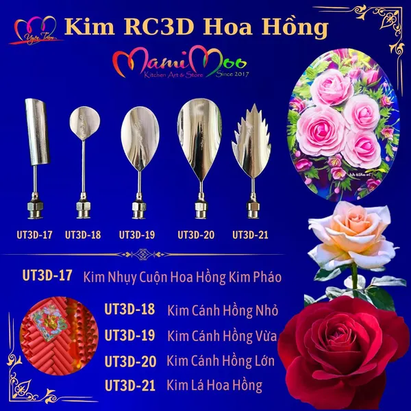 Kim RC3D hoa hồng trang trí bánh kem rau câu-UT3D-17-18-19-20-21