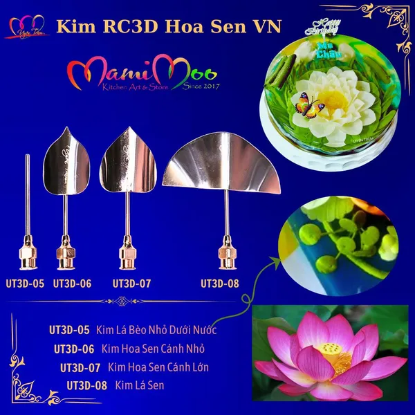 Kim RC3D hoa sen VN trang trí bánh kem rau câu - RC3D-05-06-07-08