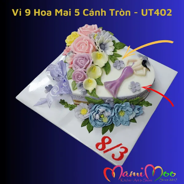 Khuôn Silicon Vỉ 9 Hoa Mai Nhí 5 Cánh Tròn - UT402