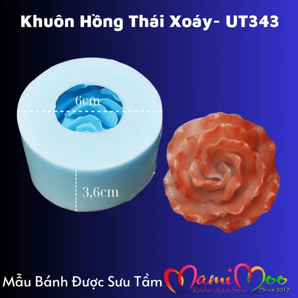 Khuôn Silicon Hoa Hồng Thái Xoáy - UT343