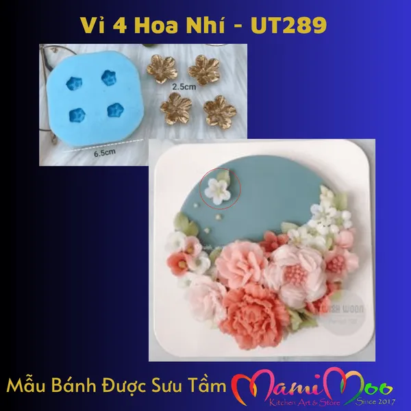 Khuôn Silicon Vỉ 4 Hoa Nhí - UT289