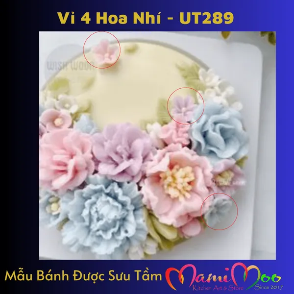 Khuôn Silicon Vỉ 4 Hoa Nhí - UT289