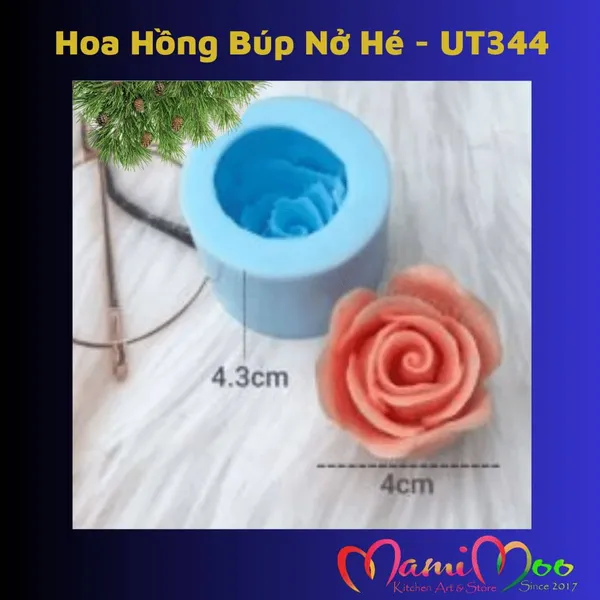 Khuôn Silicon Hoa Hồng Búp Nở Hé - UT344