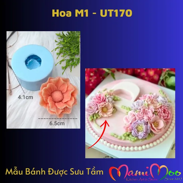 Khuôn silicon 4D hoa M1 trang trí bánh rau câu - UT170