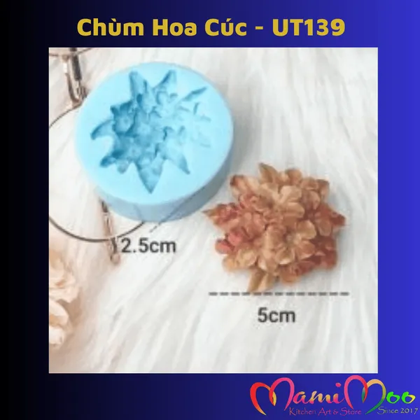 Khuôn silicon 4D chùm hoa cúc trang trí bánh rau câu - UT139