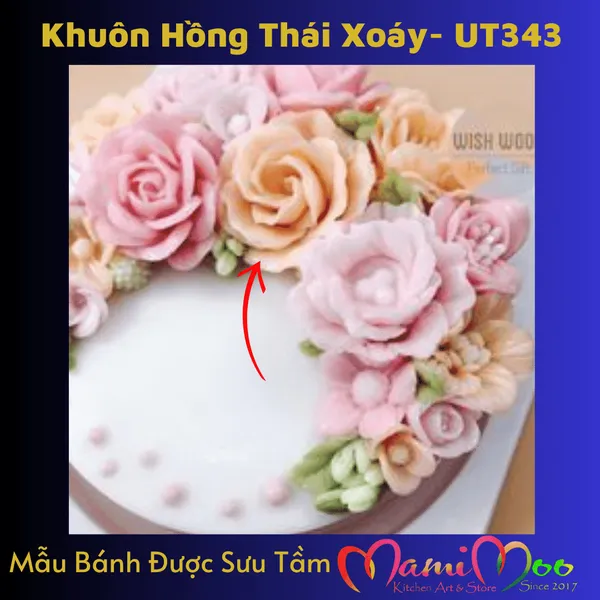 Khuôn Silicon Hoa Hồng Thái Xoáy - UT343