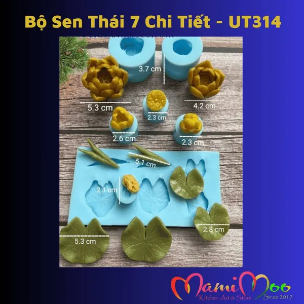 Khuôn Silicon Bộ Sen Thái 7 Chi Tiết - UT314
