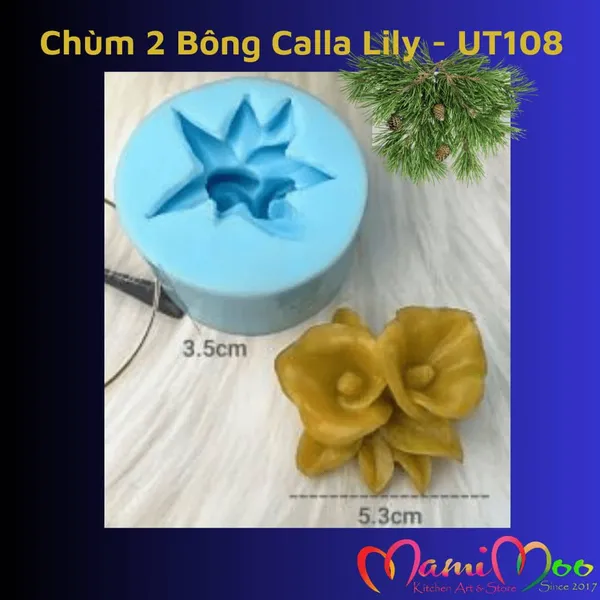 Khuôn Silicon Chùm Hoa 2 Bông Calla Lily - UT108