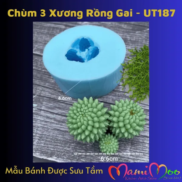 Khuôn Silicon Chùm 3 Xương Rồng Cầu Gai - UT187