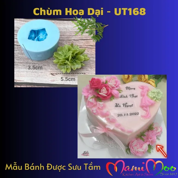 Khuôn silicon 4D chùm hoa dại trang trí bánh rau câu - UT168