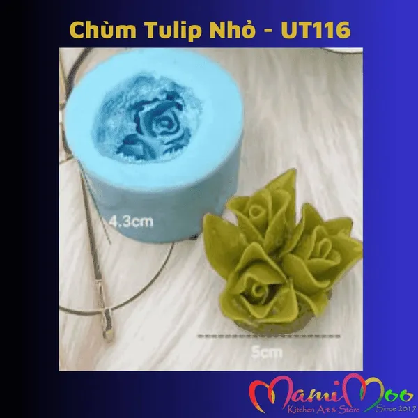Khuôn Silicon Chùm 3 bông Tulip Nhỏ - UT116
