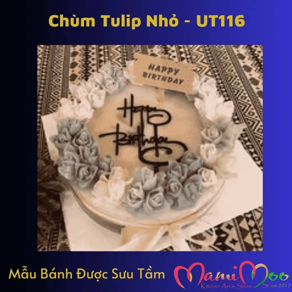 Khuôn Silicon Chùm 3 bông Tulip Nhỏ - UT116