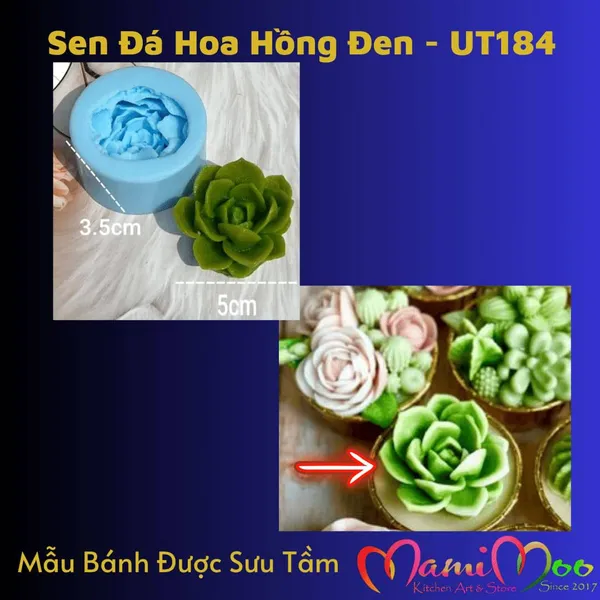 Khuôn Silicon Sen Đá Hoa Hồng Đen - UT184
