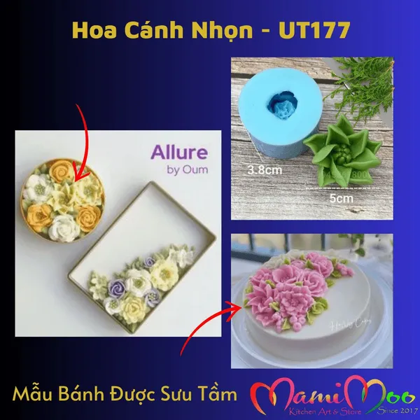 Khuôn Silicon Hoa Cánh Nhọn Thẳng 2 Tầng - UT177