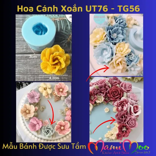 Khuôn Silicon Hoa Cánh Xoắn Sọc - UT76