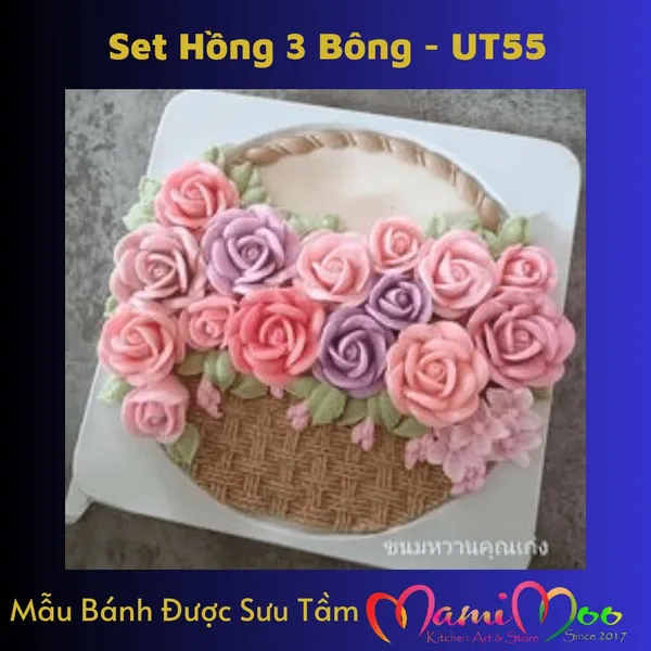 Khuôn silicon Set 3 Bông Hồng - UT55