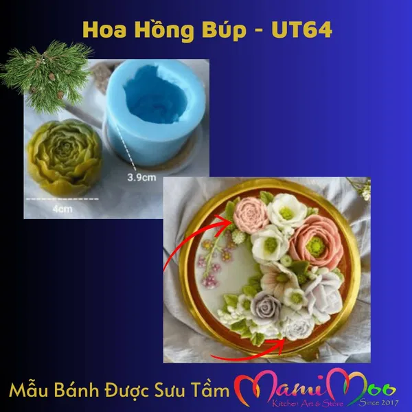 Khuôn Silicon Hoa Hồng Búp Hàn Quốc - UT64