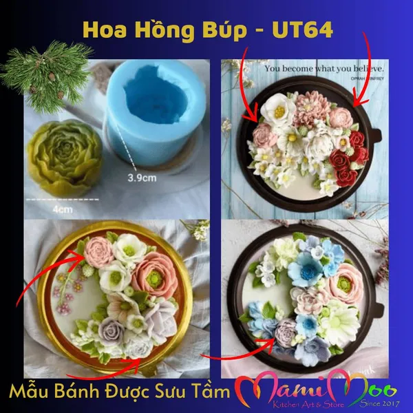 Khuôn Silicon Hoa Hồng Búp Hàn Quốc - UT64