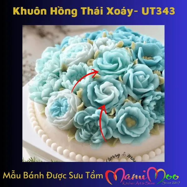 Khuôn Silicon Hoa Hồng Thái Xoáy - UT343