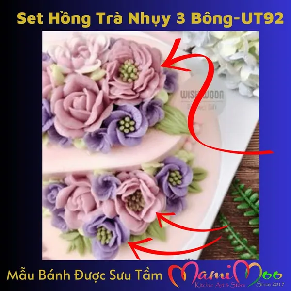 Khuôn Silicon Set Hồng Trà Nhụy 3 Bông - UT92