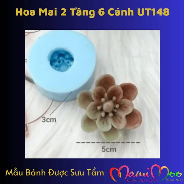 Khuôn silicon hoa mai 2 tầng 6 cánh  - UT148