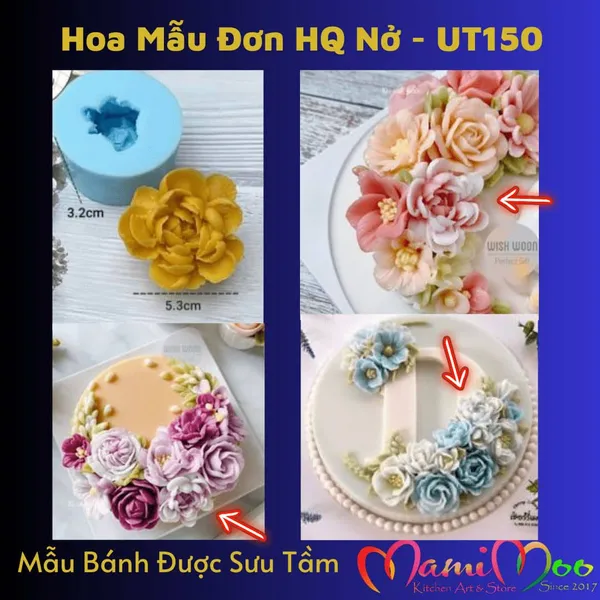 Khuôn Silicon Hoa Mẫu Đơn Hàn Quốc Nở - UT150