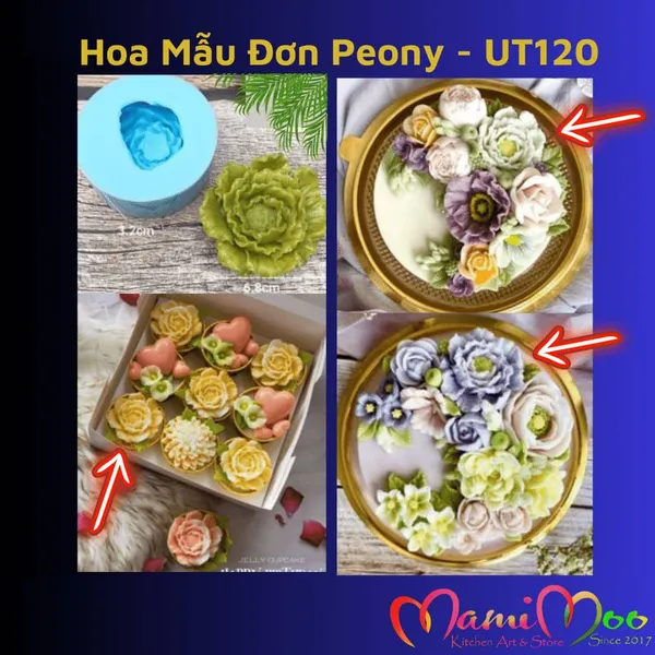 Khuôn Silicon Hoa Mẫu Đơn Hàn Quốc (mẫu cũ) - UT120