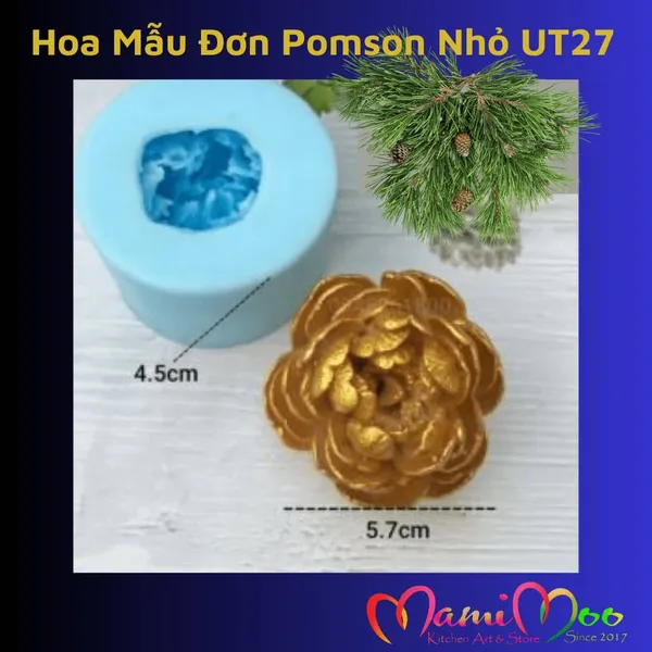 Khuôn Silicon Hoa Mẫu Đơn Hàn Quốc Pomson Nhỏ - UT27