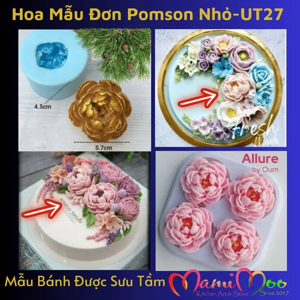 Khuôn Silicon Hoa Mẫu Đơn Hàn Quốc Pomson Nhỏ - UT27
