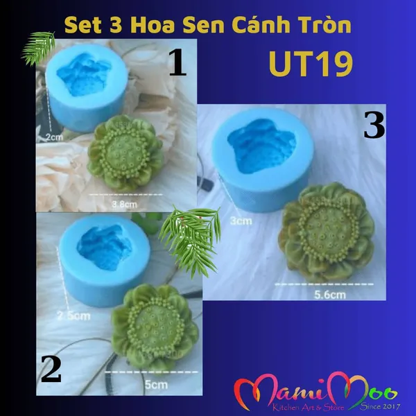 Set 3 Khuôn Silicon Hoa Sen Cánh Tròn - UT19-21-26