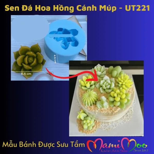 Khuôn Silicon Sen Đá Hoa Hồng Cánh Múp - UT221