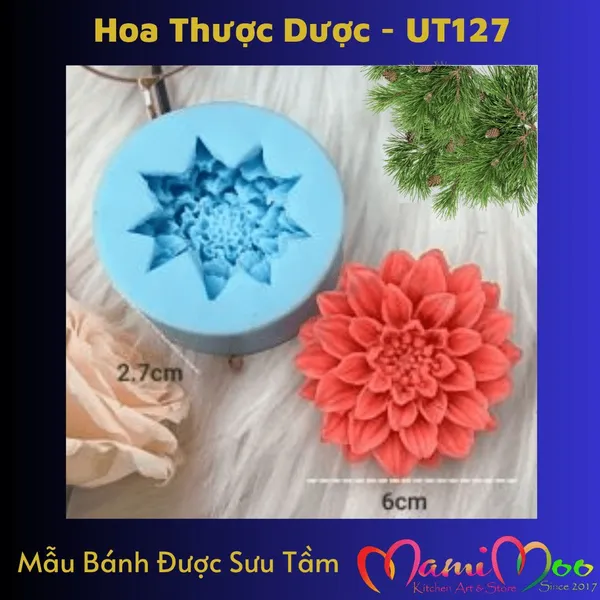 Khuôn silicon 4D hoa thược dược trang trí bánh rau câu - UT127