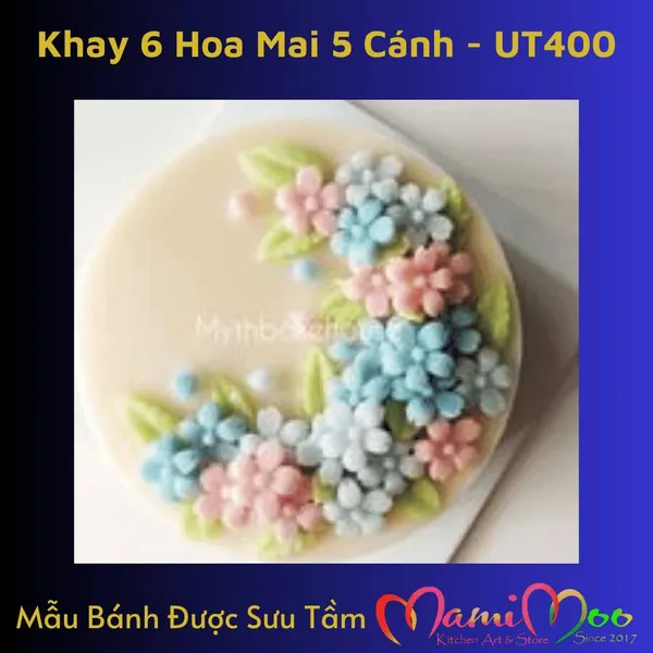Khuôn Silicon Khay  6 Hoa Mai 5 Cánh Xẻ - UT400