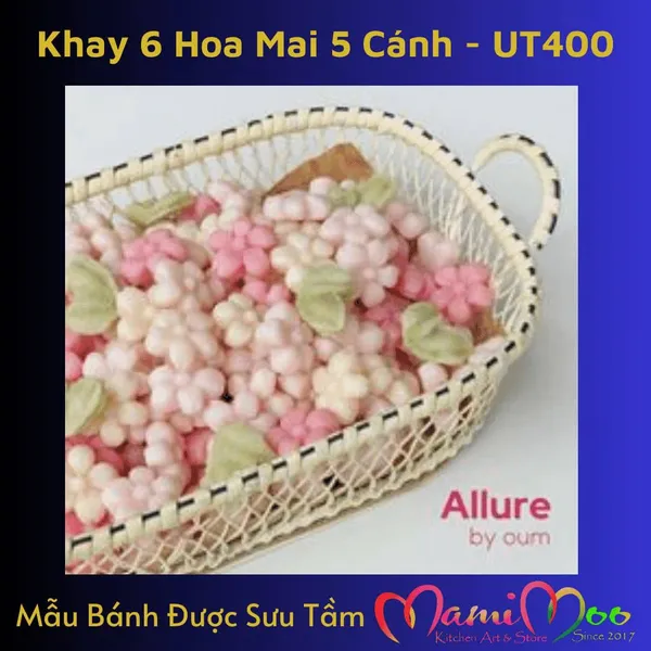 Khuôn Silicon Khay  6 Hoa Mai 5 Cánh Xẻ - UT400