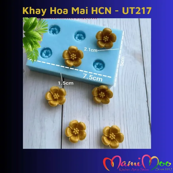 Khuôn Silicon Vỉ 6 hoa Mai Hình Chữ Nhật - UT217