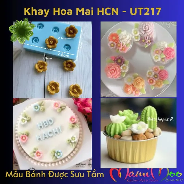 Khuôn Silicon Vỉ 6 hoa Mai Hình Chữ Nhật - UT217