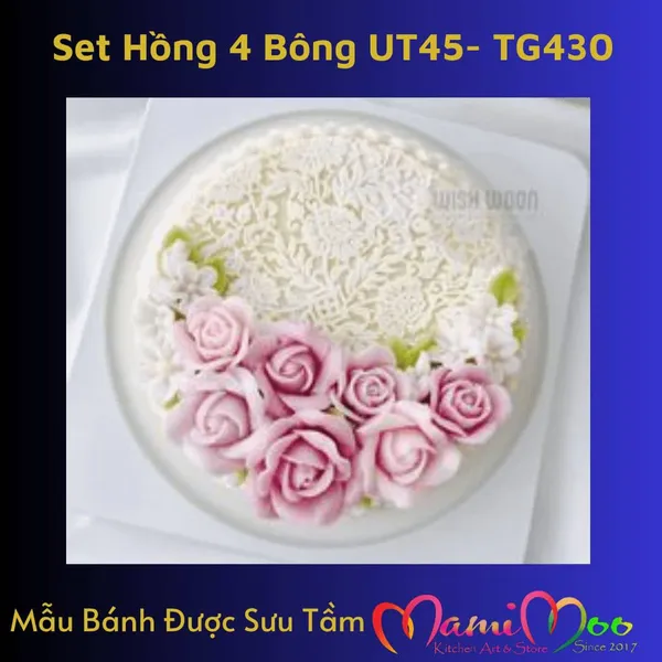 Khuôn Silicon Set Hồng 4 Bông - UT45