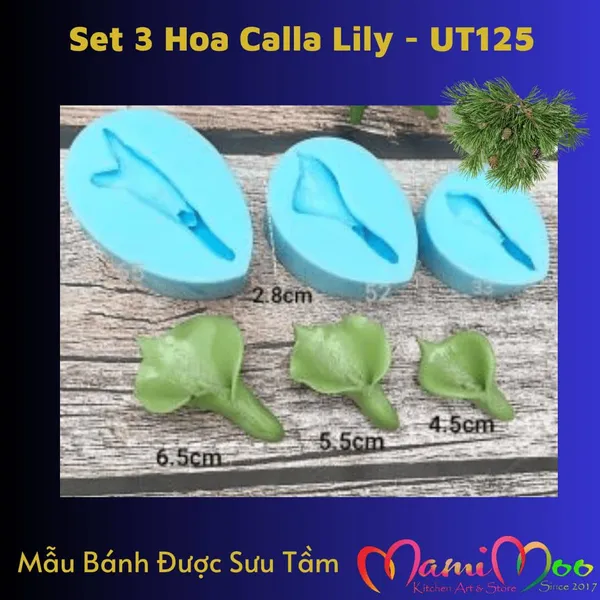 Khuôn silicon set 3 hoa Calla Lily to - UT125