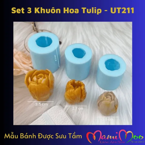 Khuôn Silicon Set 3 Khuôn Hoa Tulip - UT211