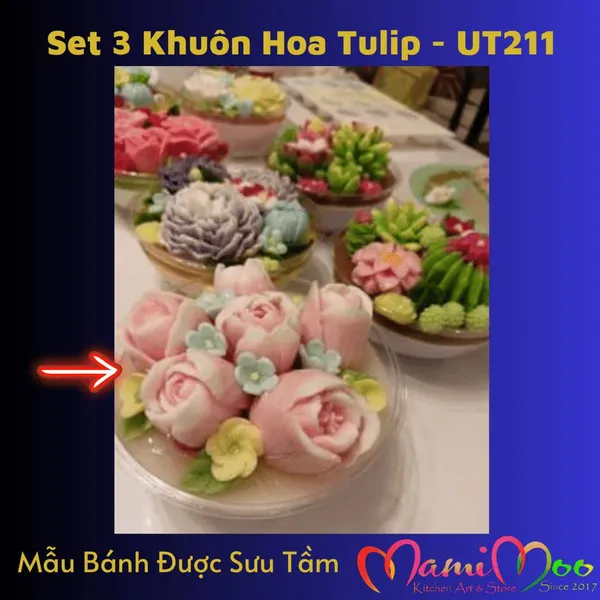 Khuôn Silicon Set 3 Khuôn Hoa Tulip - UT211