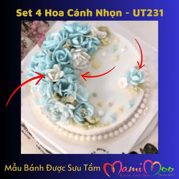 Khuôn Silicon Set 4 Hoa Cánh Nhọn Thái - UT231