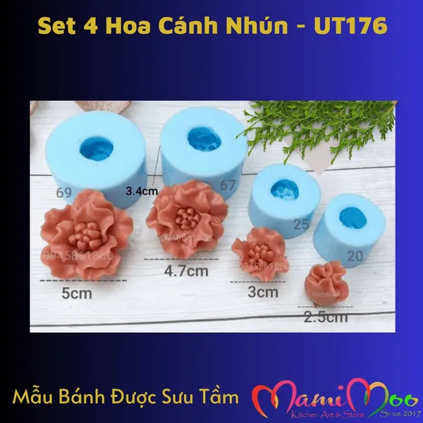 Khuôn Silicon Set 4 Hoa Cánh Nhún - UT176