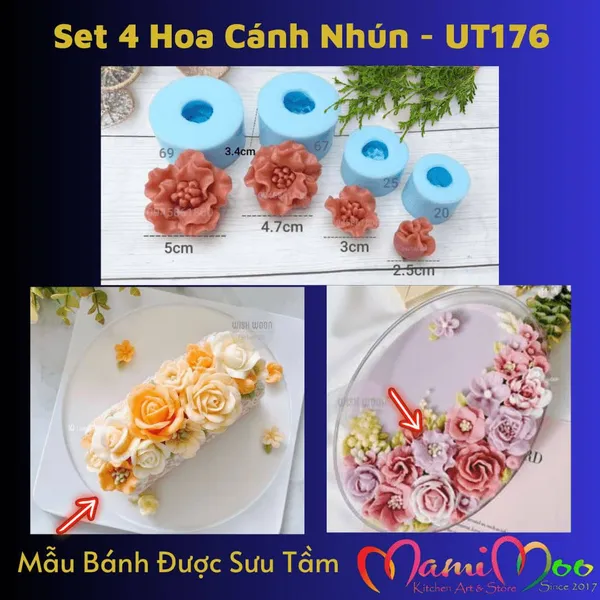Khuôn Silicon Set 4 Hoa Cánh Nhún - UT176