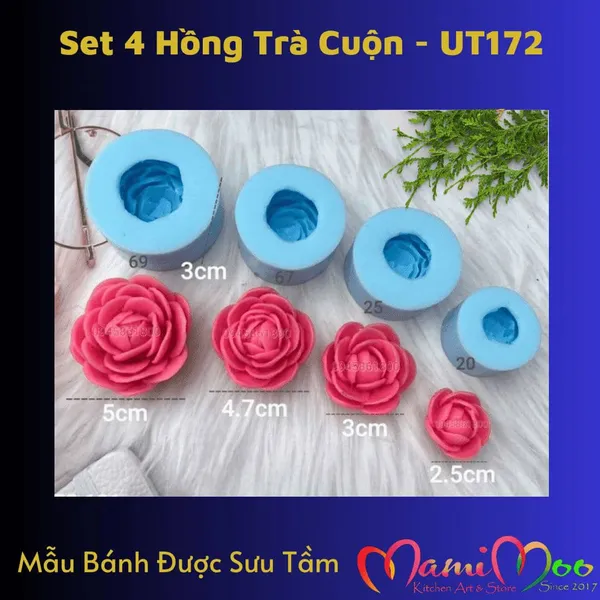 Khuôn Silicon Set 4 Khuôn Hồng Trà Cuộn Tròn - UT172
