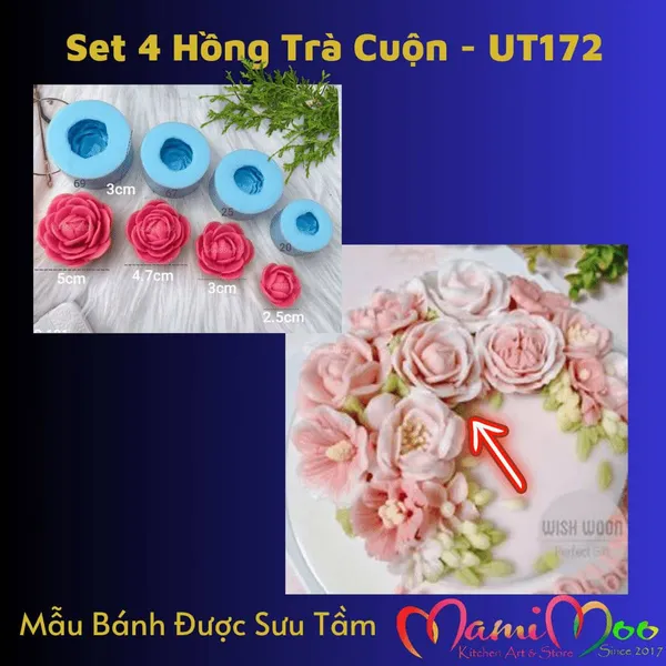 Khuôn Silicon Set 4 Khuôn Hồng Trà Cuộn Tròn - UT172
