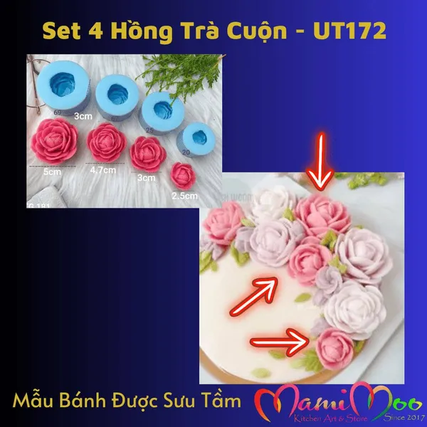 Khuôn Silicon Set 4 Khuôn Hồng Trà Cuộn Tròn - UT172